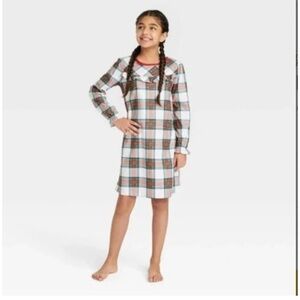 Wondershop girls kids plaid Christmas dress pajamas size. 10